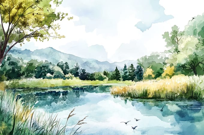make a watercolor landscape illustration
