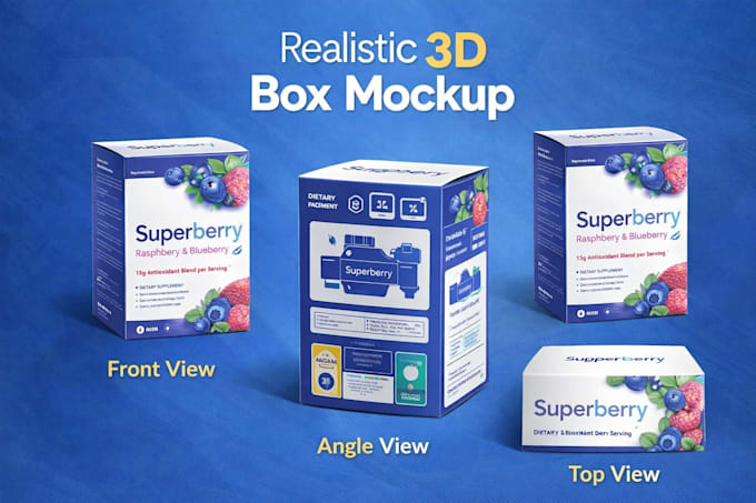 do modern box packaging design with dieline and 3d mockup