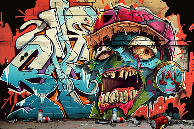 create graffiti illustration, album cover, merchandise, logo