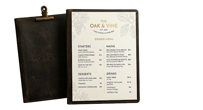 design professional brochure, restaurant menu and menu card