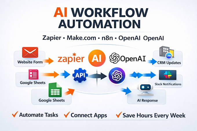 build ai automation specialist zapier make com n8n open ai integration workflow