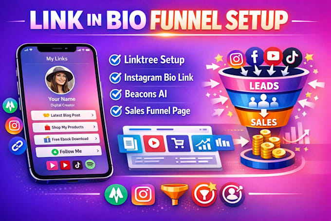 create link in bio funnel landing page linktree setup for instagram marketing