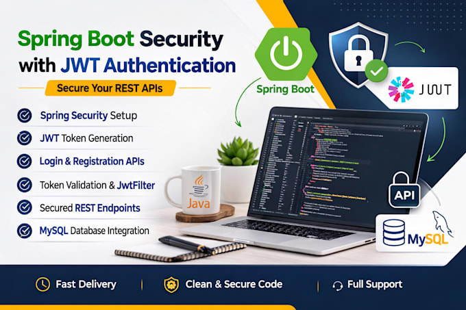 add jwt authentication and spring security to your API