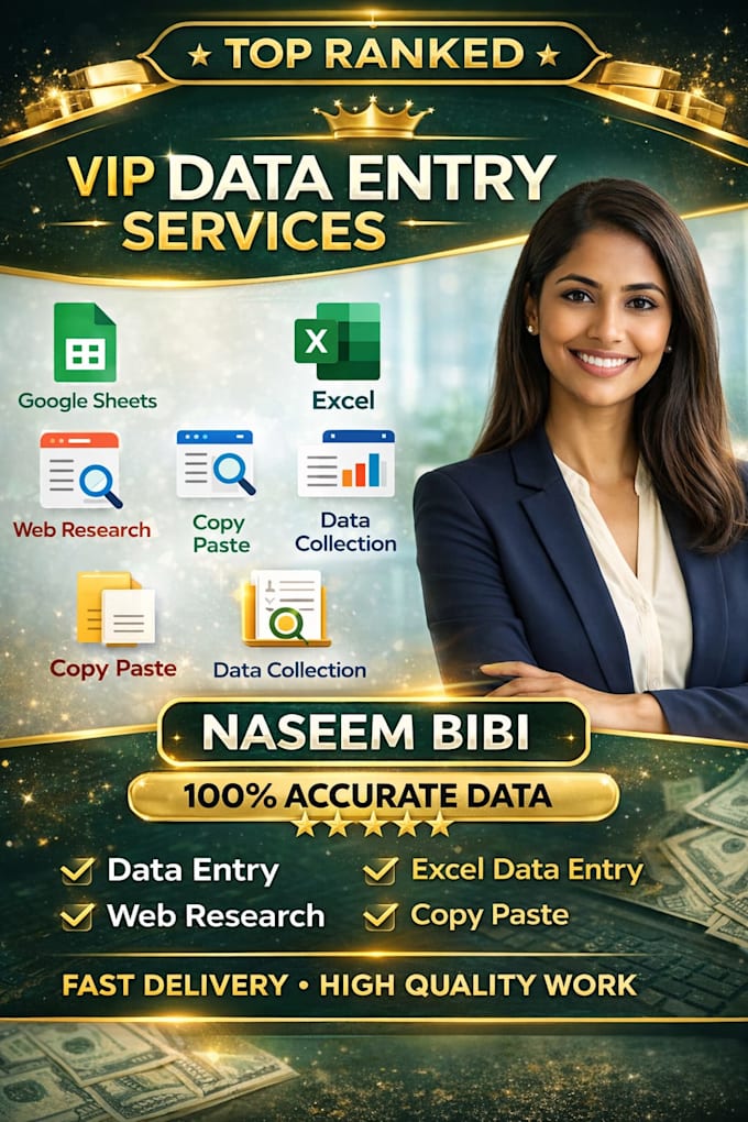 do professional data entry and google sheets work