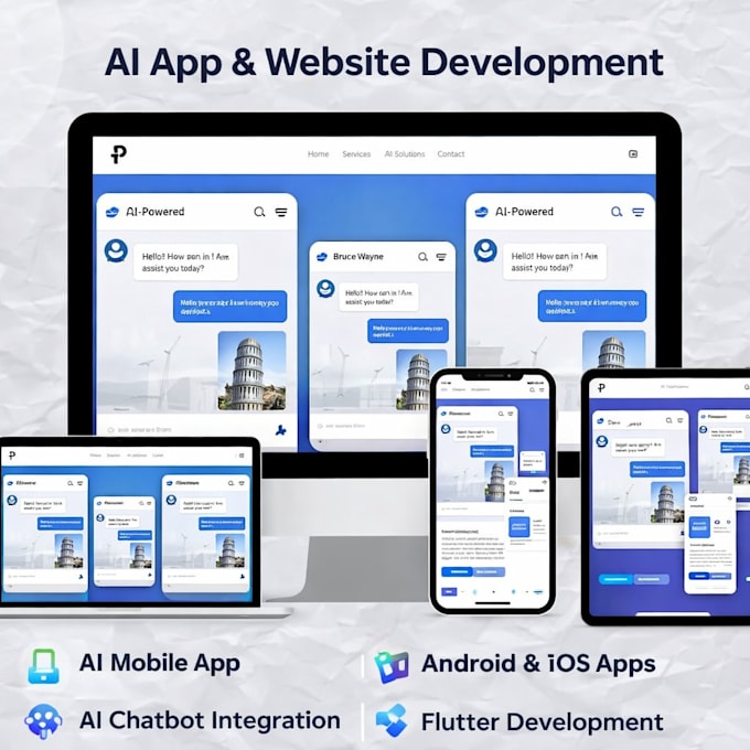 Develop ai mobile app, ai chatbot, ai website ios and android app using ...