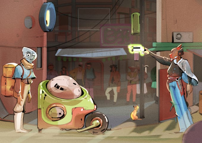create professional concept art for characters, environments, or props