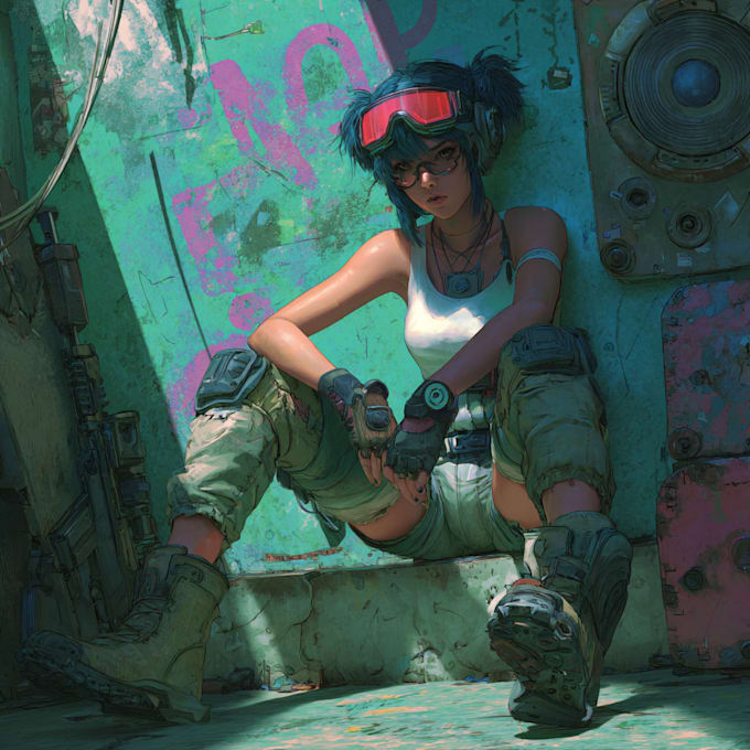 create cyberpunk anime style illustration for you