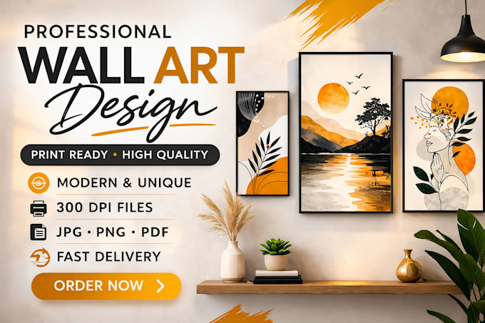 design modern wall art, canvas print or poster for home decor