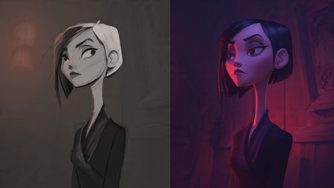 create sensual character or illustrations with dark vibes