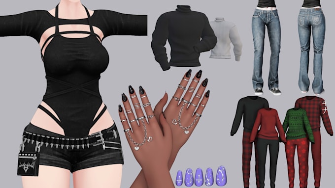 create vrchat props, outfits, weapon, accessories and assets for avatars