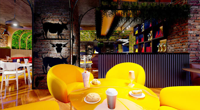3d restaurant interior,bakery shop, cafe, bar design,lounge, retail store render