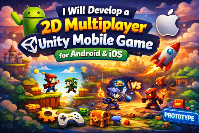 develop multiplayer 2d unity mobile game app with prototype for android and ios