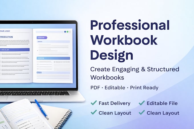design a professional workbook, worksheet, and activity workbook