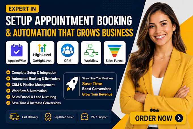 setup appointment booking appointwise gohighlevel crm workflow sales funnel