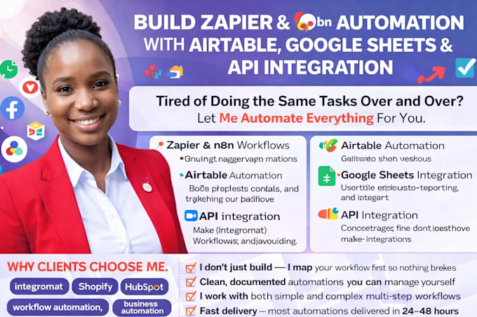 build zapier and n8n automation with airtable, google sheets and api integration