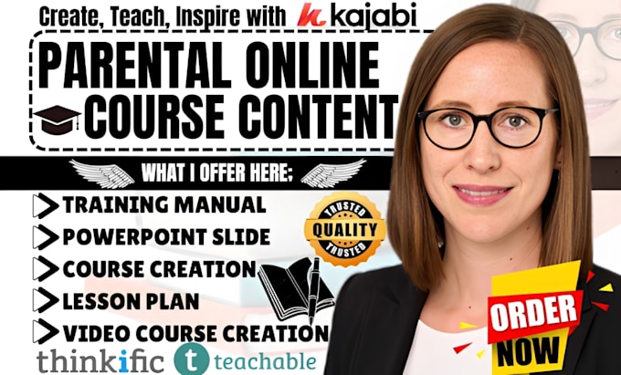 create a complete parenting online course with slides, video and workbook