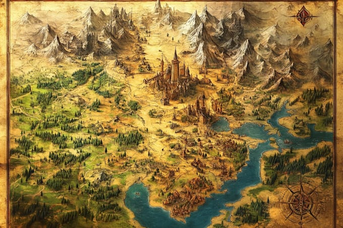 do fantasy map illustration vector map 3d isometric