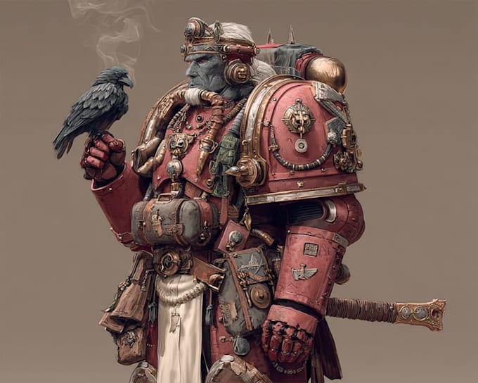 create dark sci fi warhammer 40k character artwork