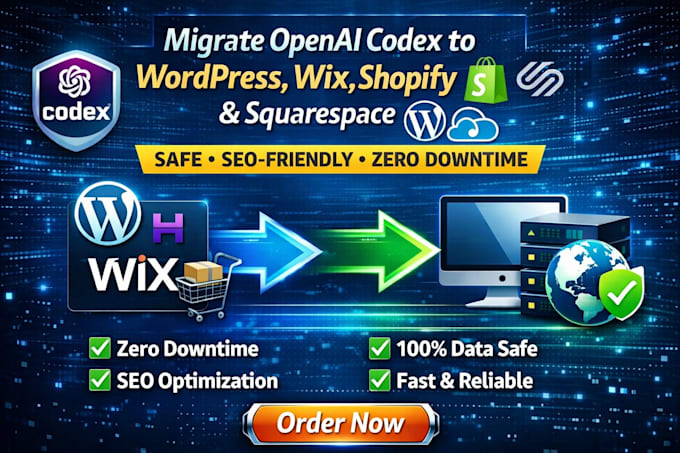 migrate openai codex website to wordpress wix shopify squarespace rebuild export