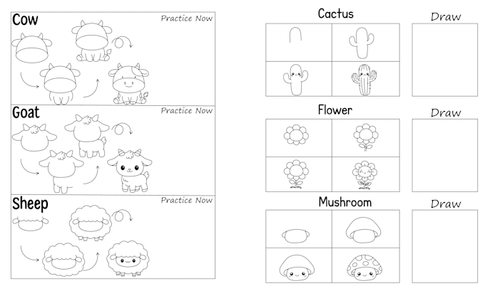 create an activity book on how to draw step by step