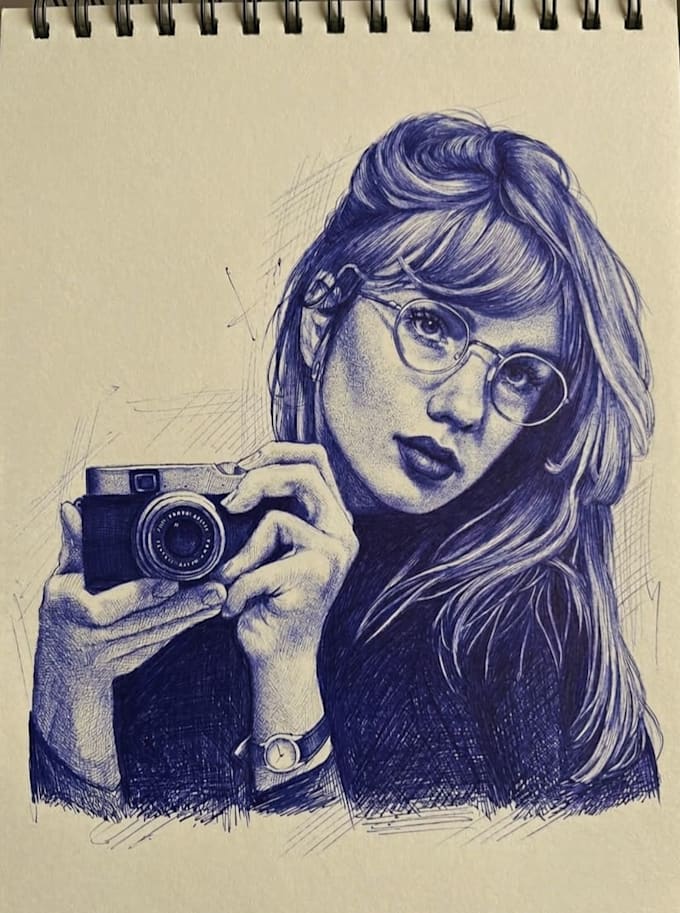 create highly detailed ballpoint pen potraits