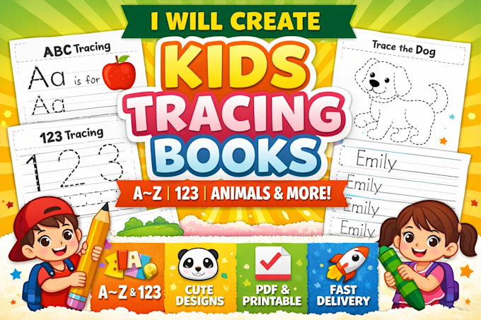 create amazing kids tracing books, worksheets,activity pages