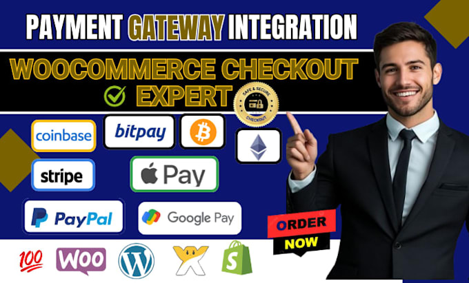 integrate stripe, paypal, apple pay, google pay, for woocommerce checkout page