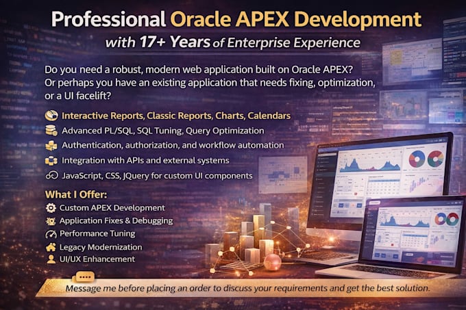 develop or fix oracle apex applications with modern UI and performance tuning