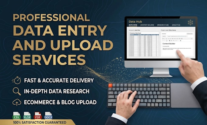 data entry, data collection, website or blog content and products upload