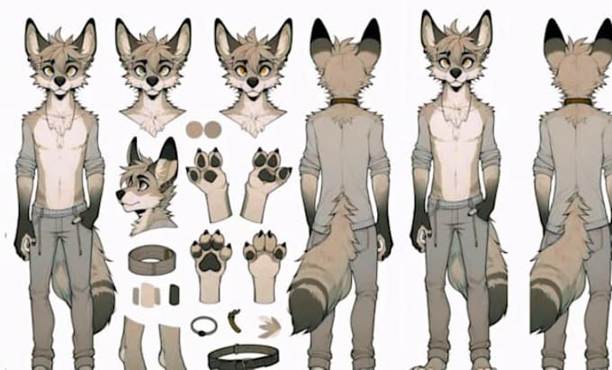 create a custom detailed fursona or furry oc reference sheet