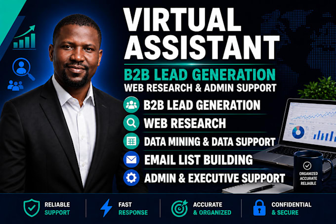 do b2b lead generation, web research and virtual assistant