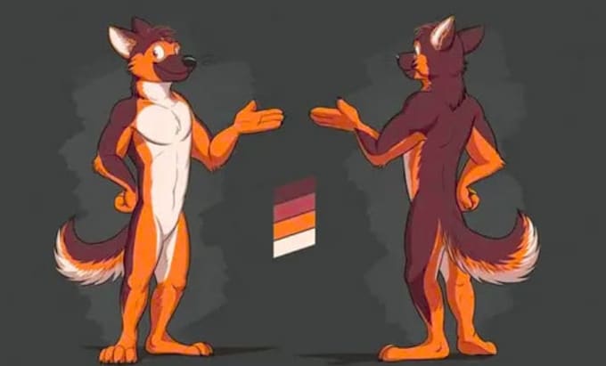 design a detailed anthro and fursuit reference sheet