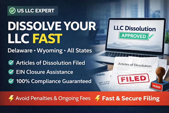 dissolve US llc, file articles of dissolution, close ein, wyoming, delaware llc