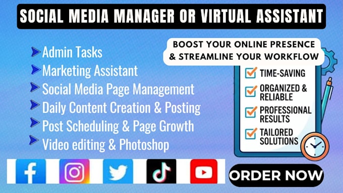 be your social media manager or virtual assistant