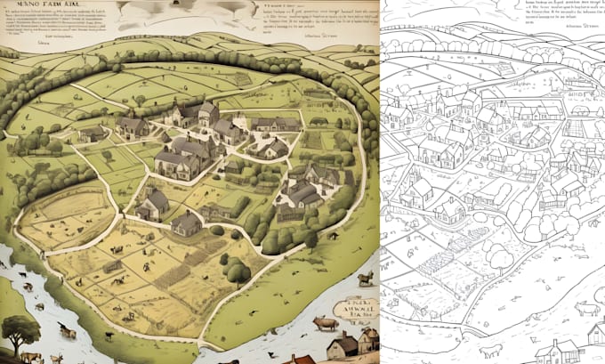 design a custom illustrated city vector map site map fantasy map illustration
