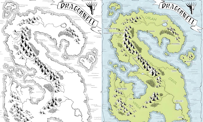 vector map illustration custom map cartography map design hand drawn fantasy map