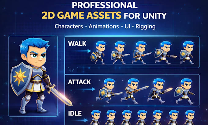 Create 2d mobile game animation, character design, unity game assets ...