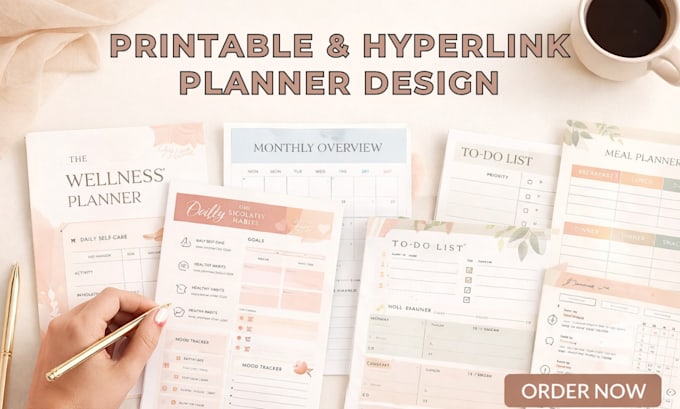 design canva printable planner etsy hyperlink digital planner calendar journal