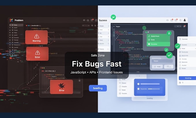fix bug in code, debug javascript error, do API integration, convert PSD to HTML