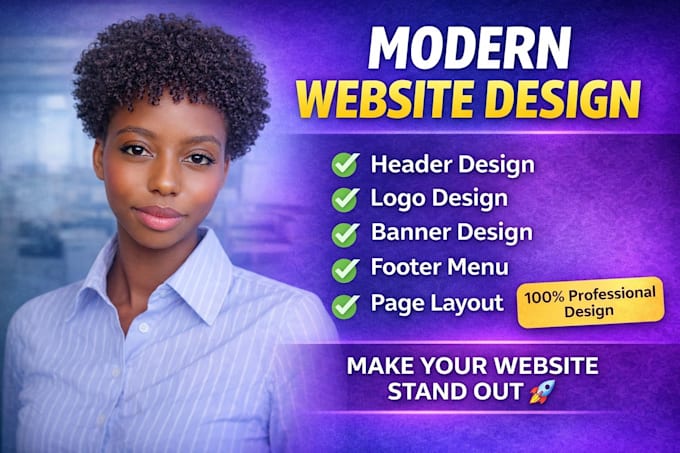 design website header, logo, footer menu, page and banner design