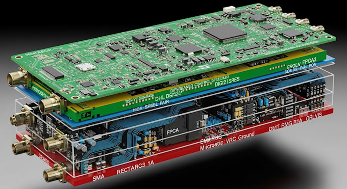high speed pcb layout with impedance control, emi emc optimization, rf routing