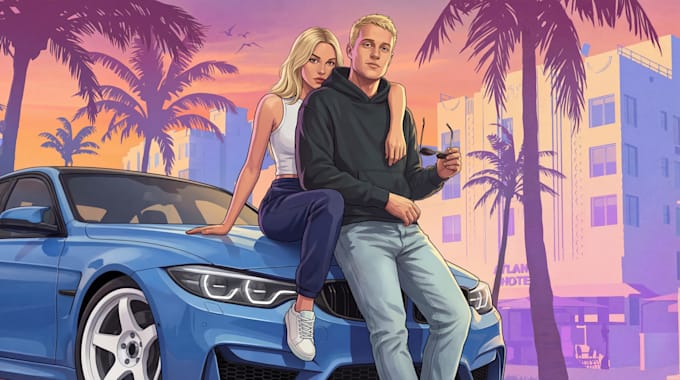make you a gta 6 personalised couples portrait and car