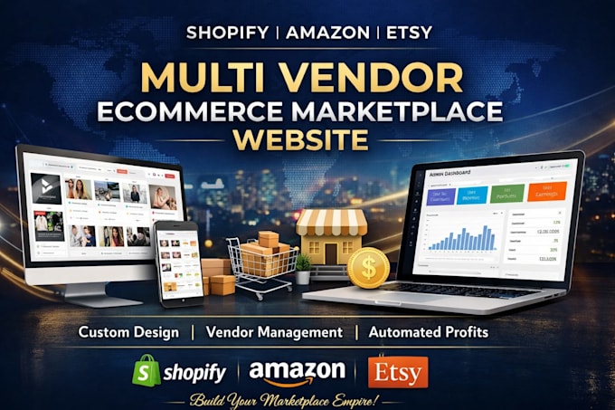 custom muti vendor ecommerce marketplace website shopify amazon etsy mutistore