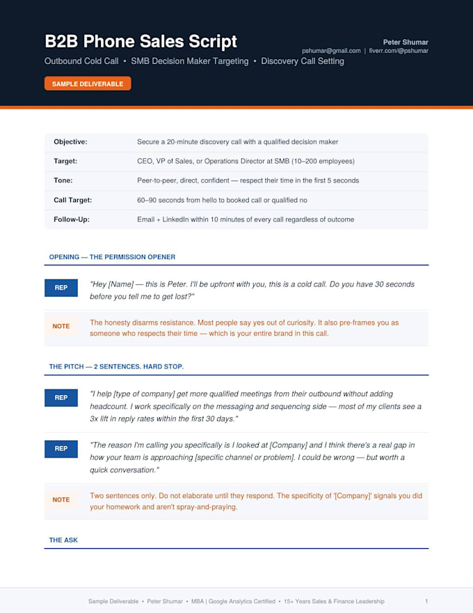 write a b2b cold call script that books more sales meetings