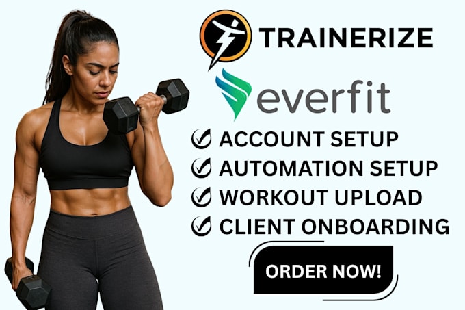 do trainerize setup, everfit setup, client onboarding and automation