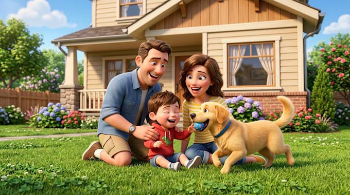 create 3d ai cartoon character in pixar style