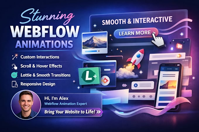 create stunning webflow animations interactions