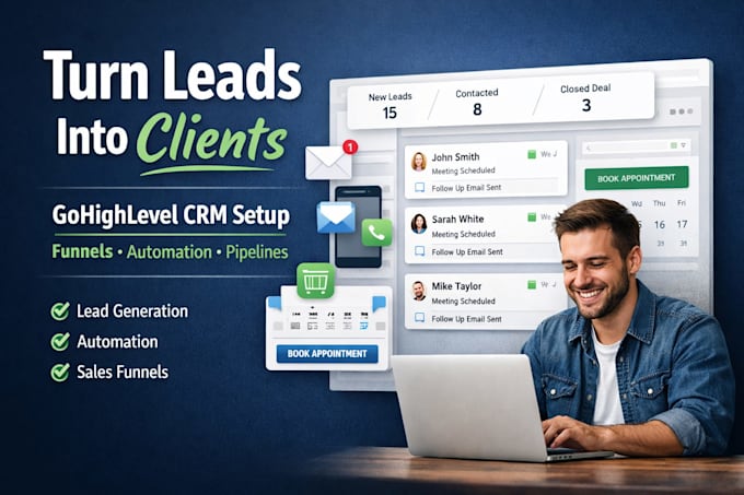 set up gohighlevel CRM, sales funnels, automation