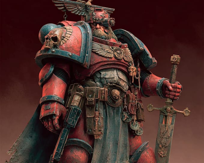 create detailed warhammer 40k character concept art