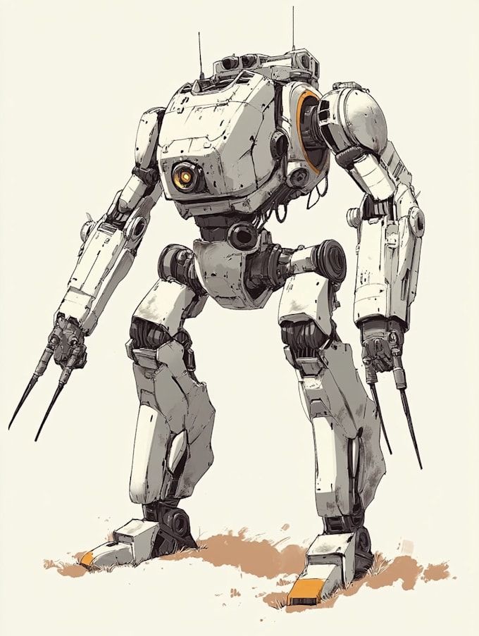 draw high quality robot, mecha concepts